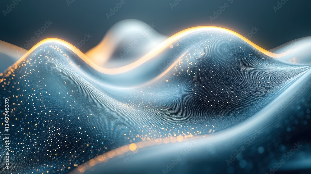 Canvas Prints abstract futuristic waves with metallic and holographic textures