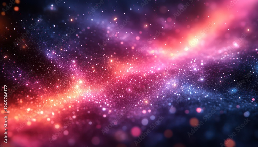 Wall mural abstract glowing particles scattered in a deep gradient cosmic scene