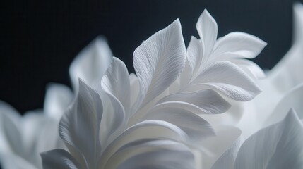 White flower petals, close-up, dark background, nature, design