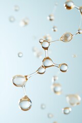 Molecular Bonds: Abstract image of glistening water droplets forming a complex molecular structure, evokes themes of science, technology, and connection. 