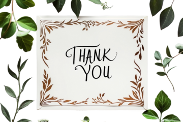 Stylish hand-lettered thank you card with a decorative border