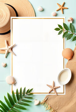 Elegant beach wedding invitation design with seashell motifs, celebration
