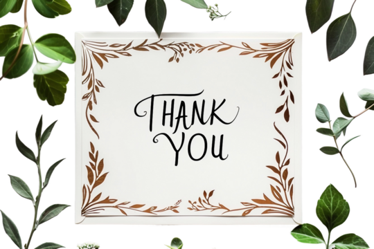 Stylish hand-lettered thank you card with a decorative border