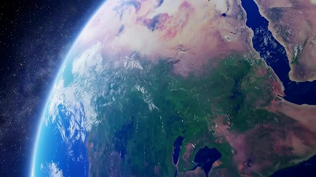 Planet earth rotating showing middle east and north africa
