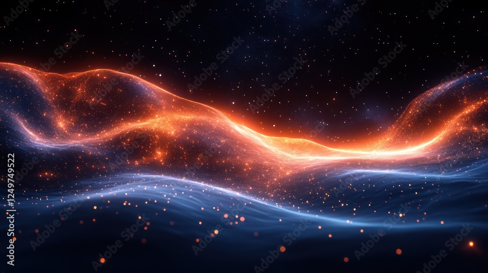 Wall mural abstract particle trails forming swirling dynamic designs in space tones