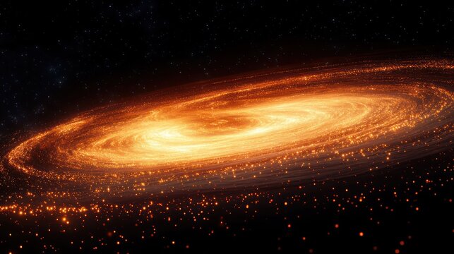 Abstract particle trails forming swirling dynamic designs in space tones