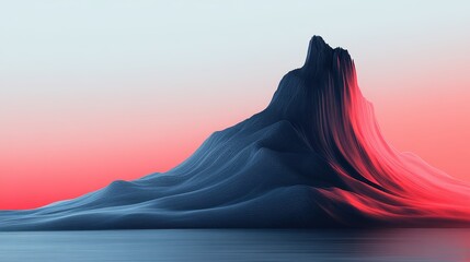 Abstract mountain landscape, pink sunset, digital art, website banner