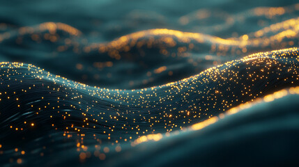 A network of glowing fiber optic cables stretches across the ocean floor, casting light into the deep waters, symbolizing connection and illumination amidst the vast, unexplored depths