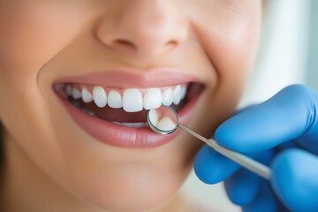 Fototapeta premium Dentist examining a patient's teeth in the dentist