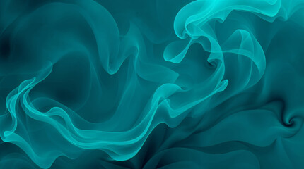 Obraz premium Flowing abstract waves of teal smoke art