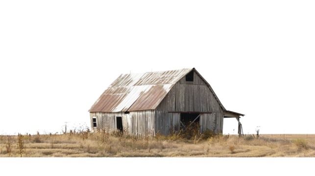 Endless Fields: A Distant Look at Isolated Rural Barn