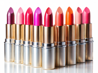 Colorful lipsticks isolated on a white background.
