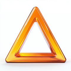 3d icon of orange triangle isolated on white background.