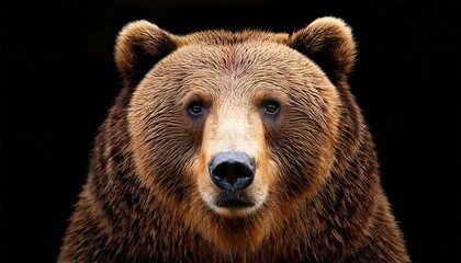 Obraz premium Brown bear faces camera with intense gaze in natural habitat during daylight hours
