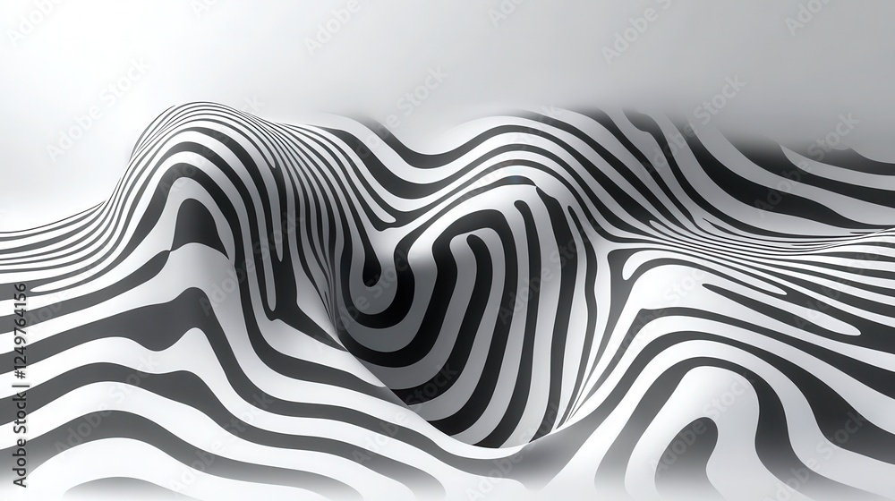 Aufkleber abstract black white wave pattern background design