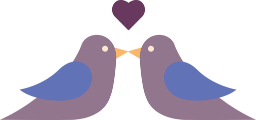 Birds in Love Valentines Day Vector Flat Illustration

