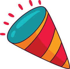 Colorful Party Popper with Bright Festive Stripes