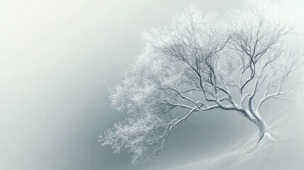 Fototapeta premium Minimalistic Depiction of a White Tree with Intricate Branches on a Soft, Light Background