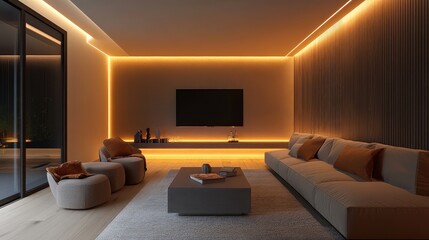 3D Frame Mockup Featuring ISO A Paper Size Poster on Living Room Wall, Showcasing Modern Interior Design with a Detailed House Background