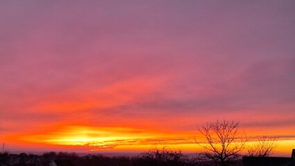 Glowing Sunset with Vibrant Orange Hues