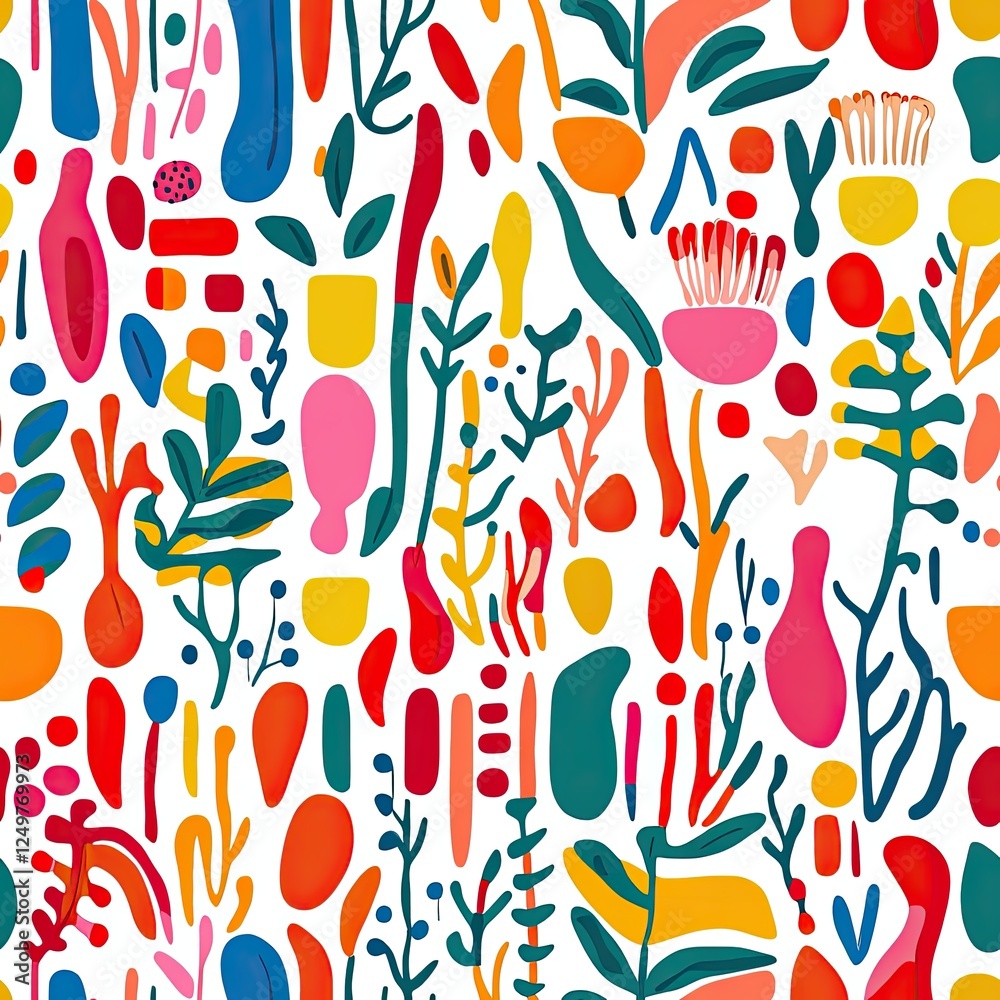 Poster vibrant patterns of playful shapes and lines inspire joy in a colorful landscape of creativity