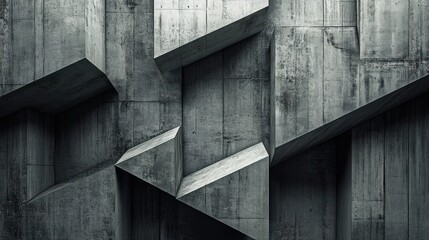Fototapeta premium Abstract Concrete Architecture: A Study in Geometric Forms and Textures