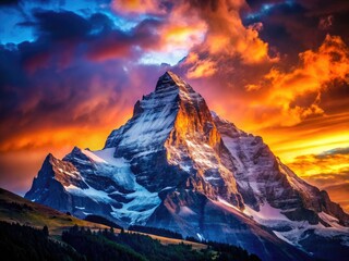 Majestic Eiger Sunrise Silhouette Dominates