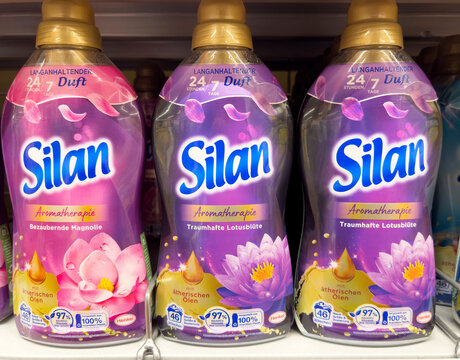 Variety of silan aromatherapy fabric conditioners on store shelf