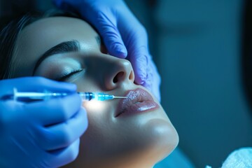 Lip enhancement procedure in a modern clinic setting