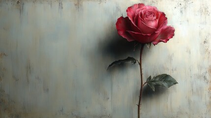 A wilted rose on a light gray background, a subtle representation aging and the passage time