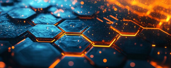 Glowing Hexagon Network, Sparks, Background