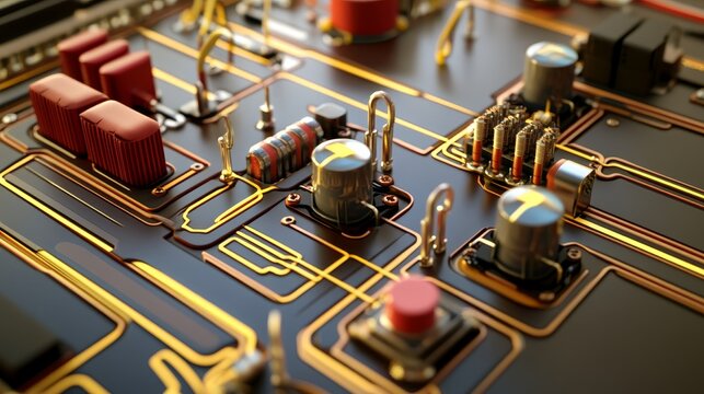 Simple electric circuit(parallel) 3D Rendering
