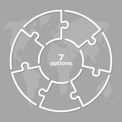 Circle diagram infographic in 7 steps or options