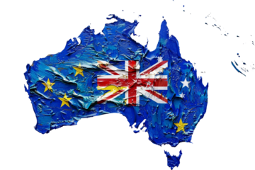 Australia flag on Australia map