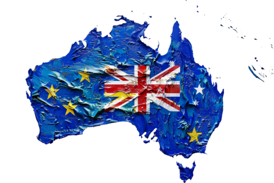 Australia flag on Australia map