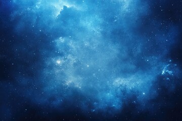 Fototapeta premium A mesmerizing depiction of a vast blue cosmic nebula, brimming with stars illuminating the dark depths of space, evoking a sense of wonder and mystery for viewers.