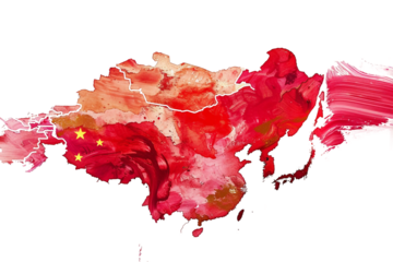 Flag of China on Country Map