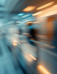 Blurred Motion of a Person Walking in an Abstract Modern Interior