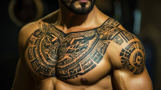 tattoo tribal maori, tribal symmetric pattern elements for tattoo men right and left hand and shoulders, art deco idea tattoos design body