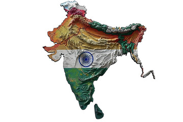 Fototapeta premium Flag of India on Country Map