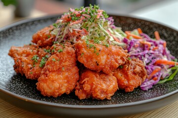 Fototapeta premium Spicy chicken, slaw, restaurant meal