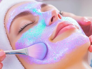 Fototapeta premium Glamorous Pink and Purple Glitter Powder Cosmetics Makeover