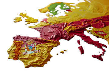 Flag of Spain on Map
