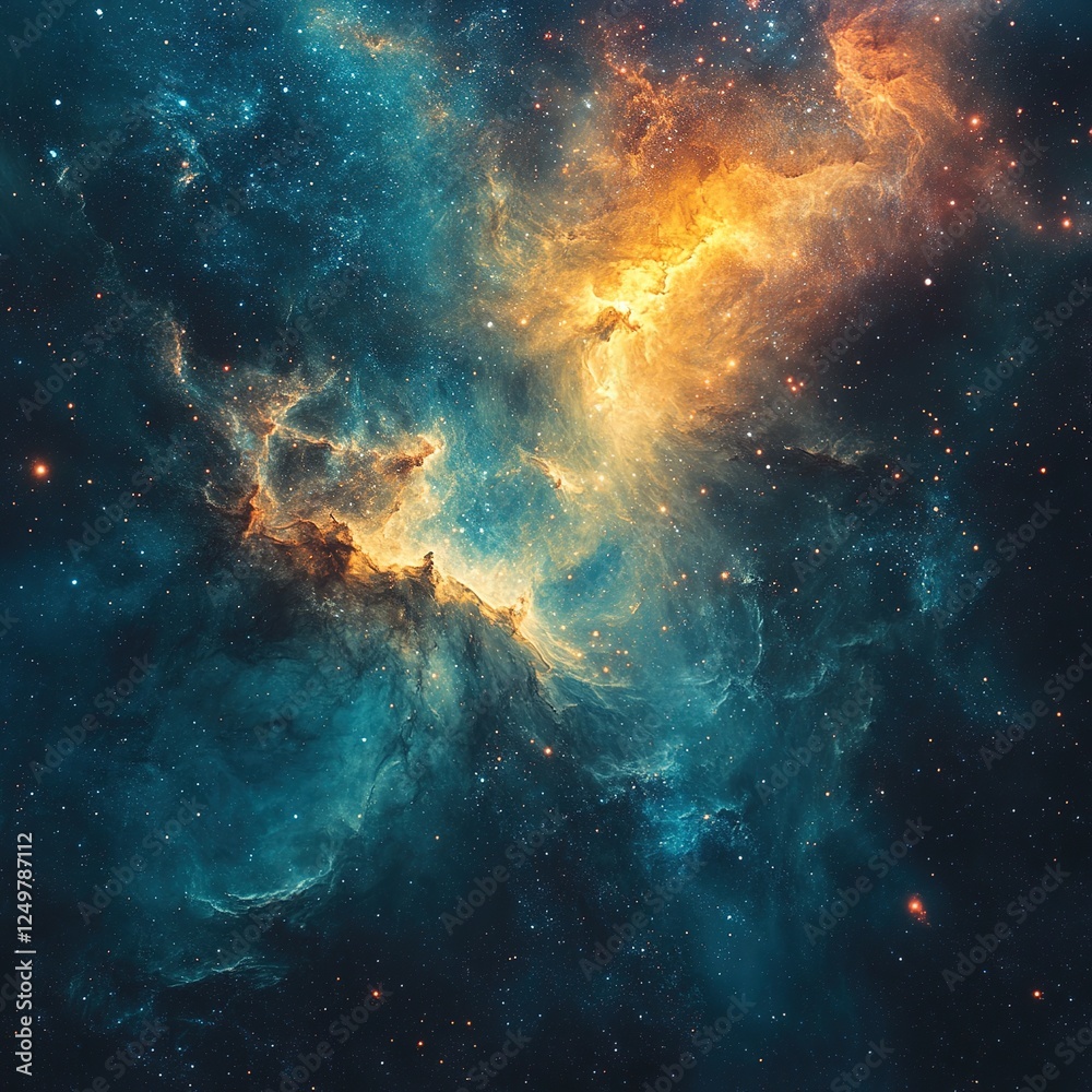 Wall mural cosmic explosion of color outer space digital art nebula environment wide-angle view celestial beaut