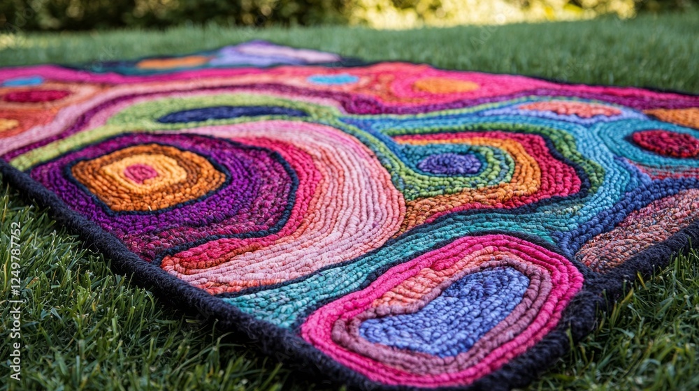 Aufkleber this stunning handmade wool rug boasts a captivating array of bold colors and intricate patterns, tr