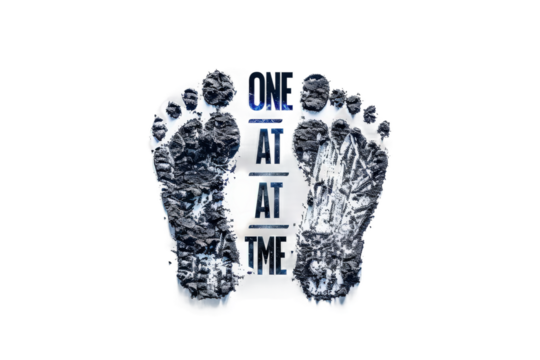 Typographic Illustration of One Step at a Time Phrase