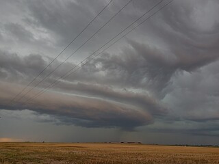 A tornadic mesocyclone embedded in a linear storm system.