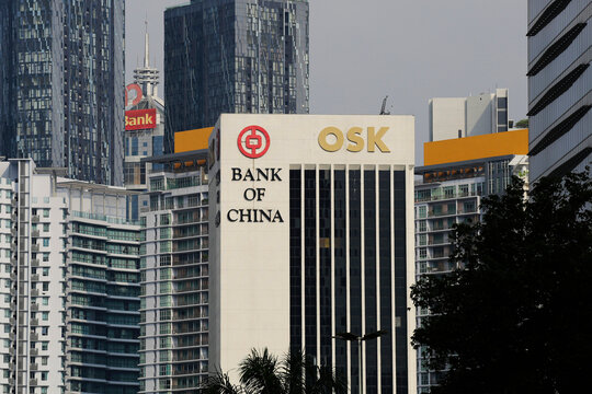 Kuala Lumpur, Malaysia - August 7, 2023: The Bank of China building is seen in KL financial district..