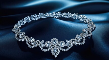 Obraz premium Elegant diamond choker necklace displayed under soft lighting for a high-end fashion look.