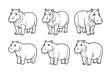 Hippopotamus line art vector illustration
